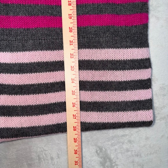 W HALOGEN 100 % Cashmere Infiniti Scarf Women'sStriped Pink and Gray Luxury - Picture 5 of 7